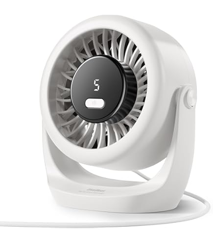 Rintea Draagbare mini-ventilator, 6 snelheden, stille ventilator, 4000 mAh, oplaadbare tafelventilator, verstelbare USB-ventilator voor outdoor, binnen, reizen, beweging, kantoor, blauw