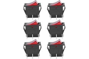 KADIMENDIUM 50 Pz Interruttore A Bilanciere ABS 6 Pin Toggle On Off 2 Posizioni Snap in Barca Interruttore A Bilanciere 125/250 V Set Kit per Macchina(rosso)