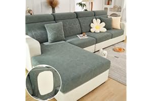MINGPINHUIUS Sofasitzkissenüberzug, dehnbarer Sofabezug, Universell, Elastisch, Sofasitzbezug, Antirutsch-Schonbezug für Sofakissen, L-förmige Chaiselongue, Möbelschutz, grünes Blattmuster