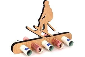 Giftota - Originelle Geburtstag Holz Geschenk für Skifahrer - Ski Geldgeschenk & Geschenke aus Holz für Frauen & Männer