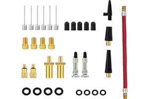 CYZBL 33Pcs Bicycle Valve Adapter Kit, Bike Pump Valve Adapter Set, DV SV AV Bicycle Valve Adapter, Bicycle Air Pump Inflation Needle Nozzle, Metal Valve Converter with Tire Valve Cap for Ball Inflatables