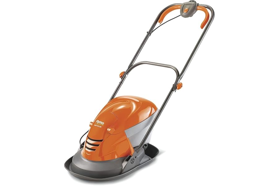 Flymo Hover Vac 250 Electric Hover Collect Lawn Mower - 1400W, 25cm Cutting Width, 15L Grass Box, Ambidextrous Handles, Folds Flat, Orange and Grey