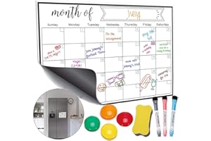 Panlom Family Planner Whiteboard Monthly Planner Magnetic Calendar for Fridge 40 * 30cm Included 3 Dry Wipe Markers & Eraser & 4 Fridge Magnets