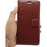 Pikkme Samsung Galaxy J7 Duo Flip Case Leather Finish | Inside TPU with Card Pockets | Wallet Stand and Shock Proof | Magnetic Closing | Complete Protection Flip Cover (Brown)