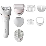 Philips Epilator Series 8000, dispositivo di epilazione Wet & Dry cordless per gambe e corpo con 8 accessori, rasoio, rifinit