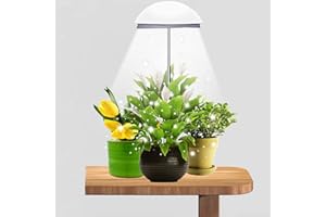 Halo Grow Light, MOYA STD 15W Full Spectrum Growing Light for Indoor Plants, Small Plant Lights with Auto On/Off 3/6/12H Timer, Brightness Dimmable and Height Adjustable, Ideal for Pot Plants