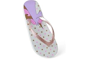 DINZIO Girls Kids Glitter Unicorn Flip Flops