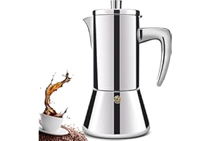 DITOSH 4 Tasse Verdickt 304 Edelstahl Moka Pot Stovetop Espresso Maker Espresso Maker Cafeteras Kaffee Maker Capable Mokka Kaffeemaschine Greca Kaffeemaschine für Home und Camping 200ml 6.6oz
