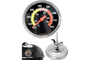 Hometools.eu Thermomètre de cuisson analogique, résistant à la température, pour barbecue, grill, casseroles, cocottes, fumoir, de 10 °C à 400 °C