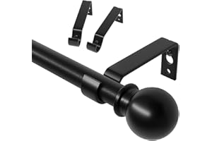 ATUHOLA barra cortinas negra 80-126 cm, Juego de barras de cortina ajustables con soportes, Barra decorativa para cortinas de 16 mm de diámetro para salon sala de estar y dormitorio