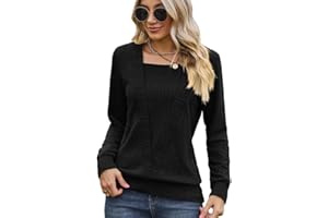 BKEPDY Camiseta Manga Larga Mujer en U Tops Casual T-Shirt Original otoño Primavera tee Jersey Suéter Blusas Tops Blusa Suelta De Moda De OtoñO