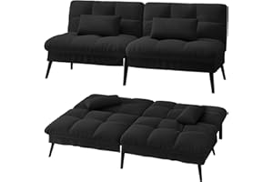 LUCKRACER Sofa Bed Fabric 2 Seater Click Clack Sofa Bed 5-Gear Back Angle Adjustable Futon Sofa Recliner Lounge for Living Room Bedroom