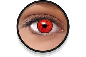 FXEYEZ Farbige Kontaktlinsen Halloween Rot DEVIL, 2 Stück (1 Paar), Ohne Sehstärke, leicht einzusetzende rote Linsen, 2 x farbige Kontaktlinse für Cosplay, Karneval, Fasching, Anime