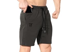 ZENWILL Men's Gym Shorts Running Fitness Sports Workout Shorts with Zipper Pockets