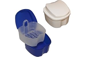 all-around24 pudełko na zęby – bezpieczne przechowywanie w puszce protezy – przechowywanie wędzidła w kolorze niebieskim i białym – wytrzymała puszka z sitkiem (niebieski)