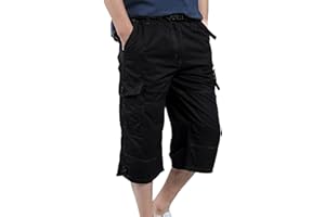 YAOBAOLE Men's Casual Cargo Shorts Outdoor 3/4 Length Capri Shorts with Pocket