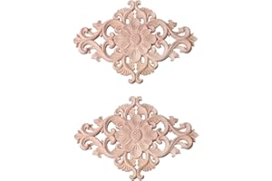 SUpoetry 2 pezzi Decalcomanie in Legno Intagliato, Applique Lungo Intagliato, Decoro Intarsio in Legno Intagliato, Per la Decorazione dDella Parete dei Mobili, 21*15 cm, Intarsio in Legno Intagliato