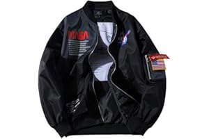 SSRSH Jacke Herren NASA MA-1 Militär Bomberjacke Langarm Frühling-Sommer Mantel Regenjacke Windbreaker Coole Jacke Streetwear mit Reißverschluss Fliegerjacke