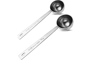 XINJODUZ Łyżka do miarki do kawy, 2 szt., ze stali nierdzewnej, metalowa miarka do kawy, wysokiej jakości, długi uchwyt, łyżka Meaure, do kawy w proszku i przygotowywania kawy (srebrna, 1 łyżka, 15 ml i 2