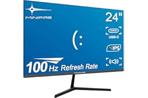 Minifire Moniteur PC 24 Pouces 100Hz, IPS, Ecran PC FHD 1080P avec Haut-parleurs intégrés, avec HDMI Type-C Ports, pour Le Bureau à Domicile Gaming (MF24X3 câble USB-C Inclus)