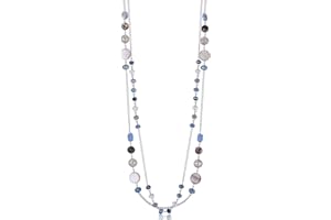 FULU AUTUMN Collier Long en Argent pour Femme Collier Élégance à Double Pendentif en Perles de Cristal Bijou de Mode Cadeau pour Femmes