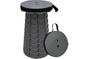 Surbootime Portable Folding Stool, Height Adjustable Telescopic Stool, Lightweight, Portable and Durable, Suitable for Outdoor Camping, Fishing, BBQ and Hiking, Indoor Kitchen, Bearing 440 lbs (grey)