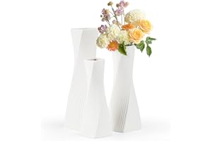 FoiiLiio Lot de 3 Vase Ceramique - Moderne Home Aesthetic Decor, Vases Decoratif pour Herbe de Pampa Fleurs Fraîches Fleurs Séchées (Blanc)