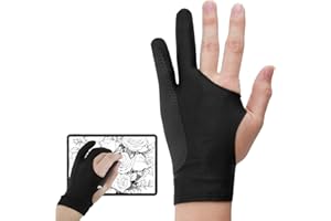 JRILUO Künstler Zeichenhandschuh, Drawing Glove, 3 Lagen 2 Finger Handschuh,Handschuhe zum Schutz vor Verschmutzung und versehentlicher Berührung,für Papierskizzieren/Bleistiftmalerei/grafiktablett/Tablet