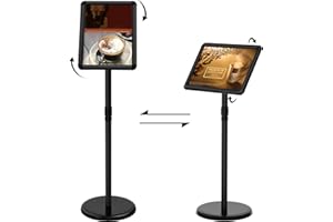 ThrivingTree Infoständer DIN A3 420x297mm Informationsständer Höhenverstellbar Edelstahl Kundenstopper Aufsteller Plakatständer Präsentationsständer Werbeständer (Schwarz, A3)