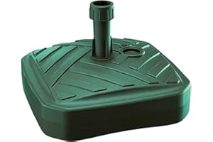 Rammento 39cm Plastic Parasol Base for Garden, Green | 12L Freestanding Outdoor Patio Umbrella Stand | Sand/Water-Filled Umbrella Parasol Base for Poles 10-26mm | Weather-Resistant Garden Shade Holder