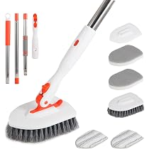 Spazzola Pulizia Doccia AMFUN 3 In 1 - Manico 110cm Con 4 Testine Per Piastrelle E Vasca