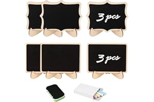 LOHAME 6pz Lavagnette in Legno Mini Lavagne con Supporto Segni Piccola Lavagna Mini Lavagne in Legno Segnaposto Lavagna Legno Messaggio per Feste Matrimoni Etichette Alimentari Buffet