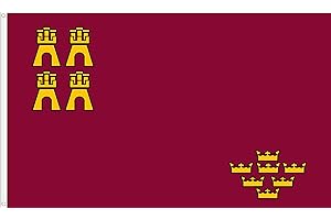 WORLDFLAGS BANDERA DE MURCIA. COMUNIDAD DE MURCIA (ESPAÑA). CALIDAD RASO PREMIUM. TAMAÑO GRANDE 150X90