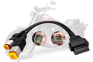 AMHTDOL OBD2-Kabel für Harley 4-Pin+6-Pin 2-in-1 Motorrad OBD-Scanner Adapter, OBD-Connector kompatibel mit Motorrad-Diagnosegerät 16-Pin auf 4-Pin 6-Pin für Harley Davidson Scan-Tool