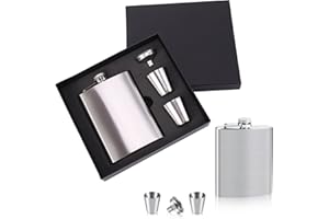 FISH DRAGATE flasque a alcool,Flacon de Hanche Portable,flasque whisky 8 oz,Flasque de Poche Portable 2x Flasques a Alcool et Entonnoir,pour Randonnée, Camping, Escalade