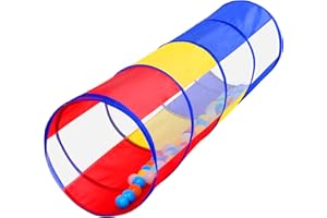 WILWOLFER Tunnel Enfant - Tente de Jeux Exterieur Interieur avec Côtés en Maille - 180 cm Tunelle pour Enfant Parcours Motricité Bébé Rampant -Jouet de Pliable Pop-up - Cadeau pour Animaux