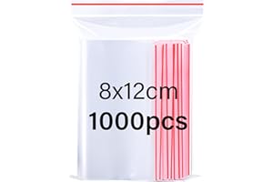 Omtofo 1000 sztuk 8 * 12cm Wearczków zamknięciem Torba ziplock, zamykana, przezroczysta, mała torba na zamek błyskawiczny