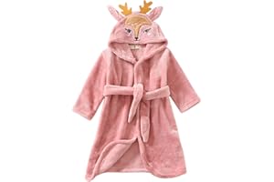 Vuncio Peignoir Enfants Filles Garçons Nouveauté Flanelle Noël Robe De Chambre Animal Doux Court Unisexe À Capuche Toison Peignoirs de Bain Doux Animaux Vêtements de Nuit Loungewear