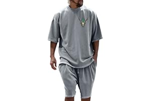Mfhmom 2-Teiliges Set Herren Sommer Outfit mit T Shirt und Shorts Set Trainingsanzug Aufdruck Freizeitanzug Jogginganzug Y2K Hip Hop Tshirt + Kurze Hose Streetwear Tracksuit