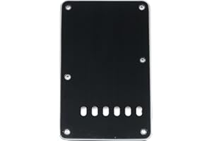 Musiclily 6 Agujeros Placa Trasera Vintage Strat Tapa de Trémolo para Fender American/México Standard Stratocaster Estilo Moderno,3 capas Negro
