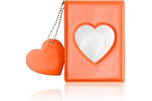 TINSELLNS 1 Piece 3 Inch Mini Photo Album Kpop Photocard Holder Polaroid Photo Album 32 Pockets Photo Album for Fujifilm Instax Mini Small Photo Book Photo Card Binder for Pictures Artwork Postcards (Orange)