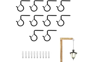 LERANXIN 10 Pièces Crochet a Visser, Crochets de Plafond Noirs, Crochet de Lampe Antirouille Professionnel, Adapté pour Suspendre des Lanternes et des Plantes en Pot