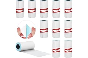 IGRARK Papier Autocollant Imprimante, 10 rouleaux de Papier Thermique Autocollant pour Mini Imprimante, Papier d'impression Thermique Auto-adhésif, 57 x 25MM (Blanc - Opaque)