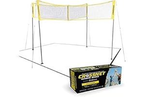 CROSSNET Filet de volleyball carré et jeu de jardin complet avec sac de transport et ballon pour enfants et adultes