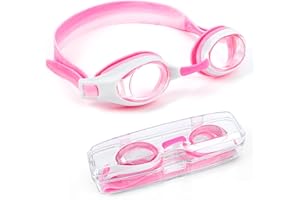 iToobe Swim Goggles, Anti-Fog Leak Proof Kids Swimming Goggles Flexible Nose Bridge Wide View Swim Glasses with Portable Case for Children Teens Girls