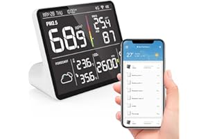 Temtop Stacja pogodowa, bezprzewodowy termometr pogodowy z wieloma czujnikami, WiFi Smart Air Station, Home Air Quality Monitor, M100