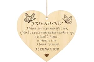 PET-JOS Friend gift Friendship Wooden Hanging Heart Plaque Gift for Your Best Friend Heart Wooden Sign Friendship Quote Gift FBA