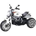 Kidz Auto KAB Y1600,12V Battery-Operated Ride-On Bike (3 Wheels) with Hand Accelerator,Foot Pedal Break, MP3/USB Port,Decorative Head Lights Electric Vehicle for Kids(White)