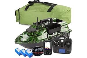 YLLLLY 500M 3 tramogge GPS barchino carpfishing Bait Boat Carp Hook Post barca da pesca, sensore LCD Fishfinder, con borsa, 12000mAh Batteria di grande capacità, regala antenne, eliche e altri piccoli regali