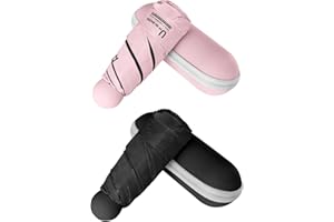 BAODINI Travel Mini Umbrella for Purse with Case - Small Compact UV Umbrella Sun Protection Lightweight Small Pocket Umbrella with Case for Women and Girls